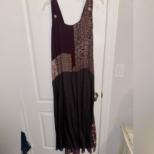 Bohemian Donna Jessica Merlot Patchwork Maxi Tank Dress Size 2